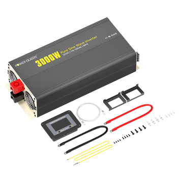 Power Queen 3000W Pure Sine Wave Inverter 12V DC to 110V AC Converter with 7 Outlets & LCD Remote Control