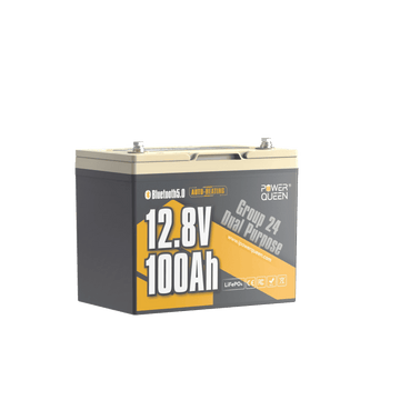 Power Queen 12V 100Ah dual purpose marine lithium battery group 24 single battery unit