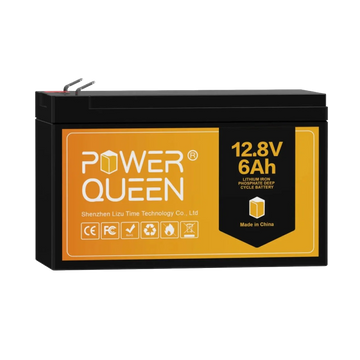 Power Queen 12.8V 6Ah LiFePO4 Battery, Built-IN 6A BMS Power Queen