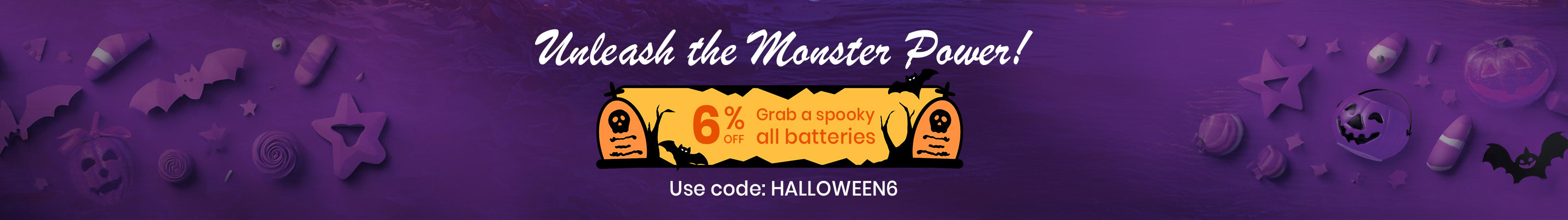 Power Queen Halloween deal code banner – lithium batteries (pc version)