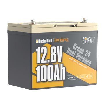 Power Queen 12V 100Ah dual purpose marine lithium battery group 24 single battery unit