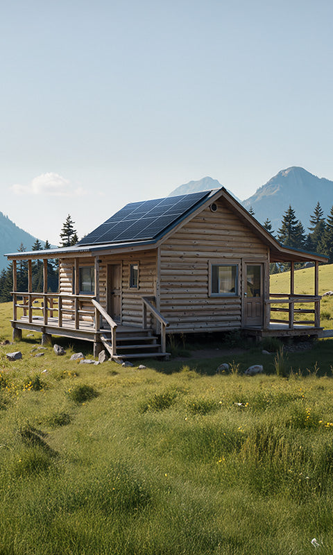 Off-grid cabin powered by Power Queen lithium battery