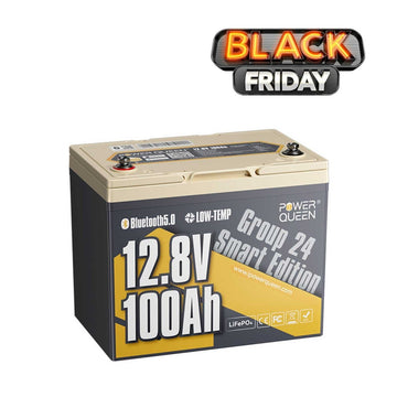 🖤Subscribe Price: $183🖤Power Queen 12V 100Ah Group 24 Smart Deep Cycle Lithium Battery