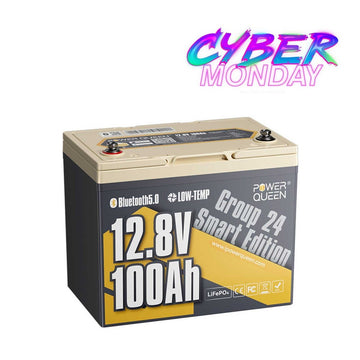 Power Queen 12V 100Ah Group 24 Smart Deep Cycle Lithium Battery