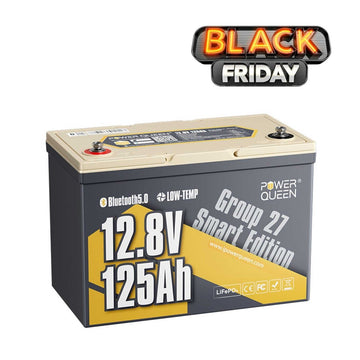 🖤Subscribe Price: $211🖤Power Queen 12V 125Ah Group27 Smart Deep Cycle Lithium Battery
