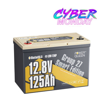 Power Queen 12V 125Ah Group27 Smart Deep Cycle Lithium Battery