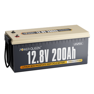 Power Queen 12.8V 200Ah LiFePO4 Battery, Built-in 100A BMS Power Queen