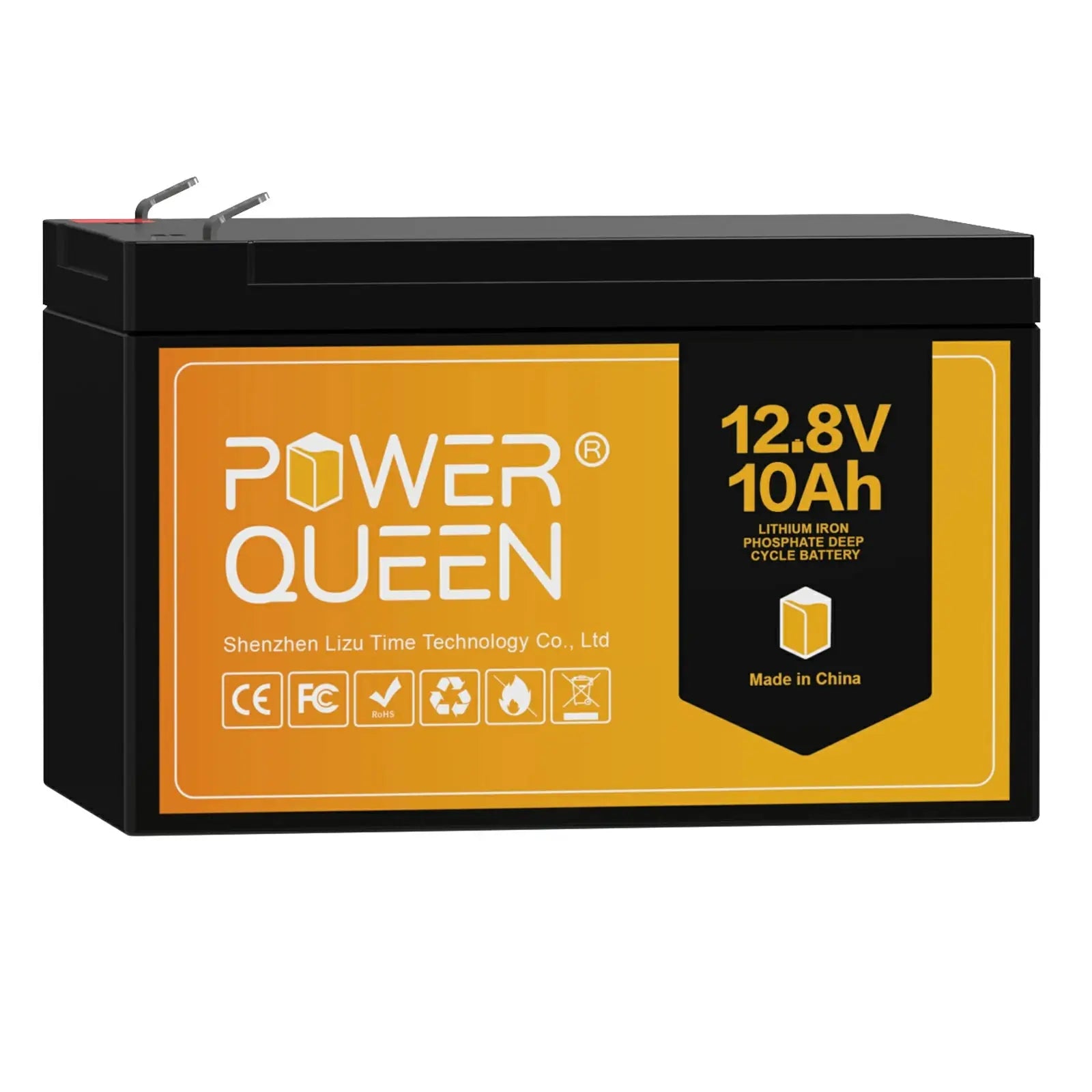 Power Queen 12.8V 10Ah LiFePO4 Battery, Built-IN 10A BMS Power Queen