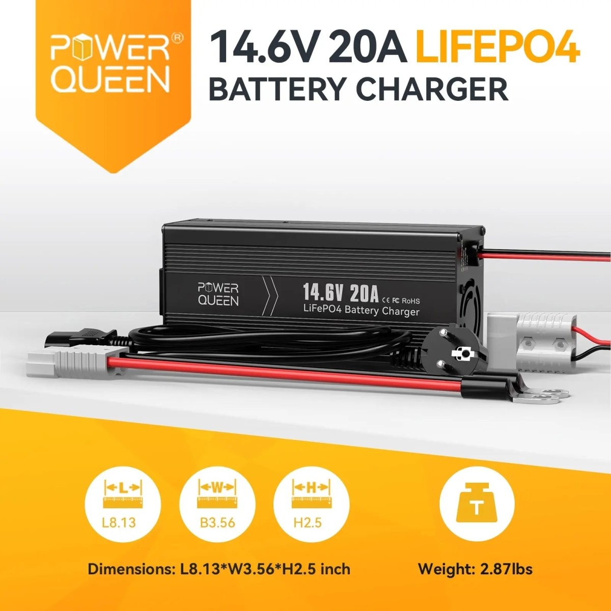Free Shipping! Power Queen 14.6V 40A Lithium Battery Charger Fast