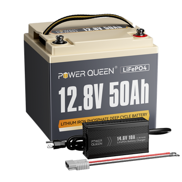 Power Queen 12V 10A Charger Kit With 12V 50Ah Deep Cycle Lithium Battery Power Queen