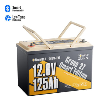 Power Queen 12V 125Ah Group27 Smart Deep Cycle Lithium Battery