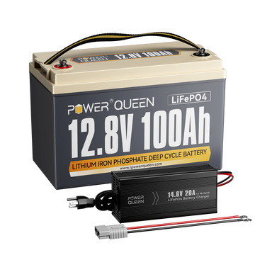Power Queen 12V 20A Charger Kit With 12V 100Ah Deep Cycle Lithium Battery Power Queen