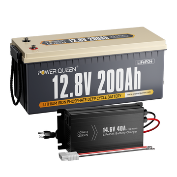 Power Queen 12V 20A Charger Kit With 12V 200Ah Plus Deep Cycle Lithium Battery Power Queen