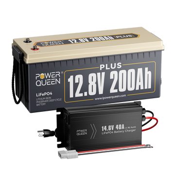 Power Queen 12V 200Ah Plus Deep Cycle Lithium Battery With 12V 40A Charger Kit - Power Queen US
