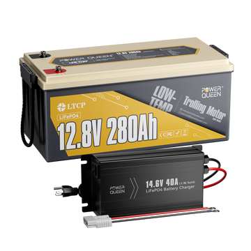Power Queen 12V 280Ah Low - Temp Deep Cycle Lithium Battery With 12V 40A Charger Kit - Power Queen US