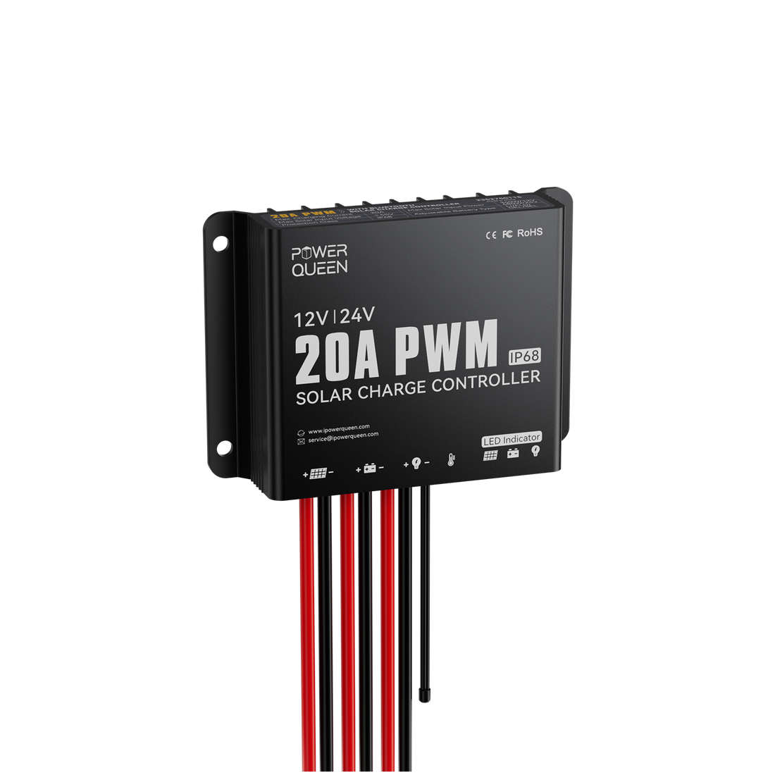Power Queen 20A 12V/24V PWM Waterproof Solar Charger Controller - Power Queen US