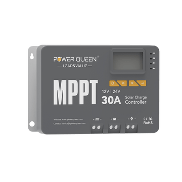 Power Queen 12/24V 30A MPPT Solar Charge Controller & Bluetooth Adapter