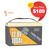 ⚡[Final $189]⚡Power Queen 12V 100Ah Low-Temp Deep Cycle Lithium Battery