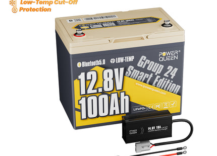 Power Queen 12V 100Ah Group 24 Smart Deep Cycle Lithium Battery