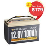 ⚡[Final $179]⚡Power Queen 12V 100Ah Group 31 Deep Cycle Lithium Battery