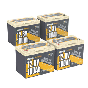 Power Queen 12V 100Ah dual purpose marine lithium battery group 24 set of four batteries
