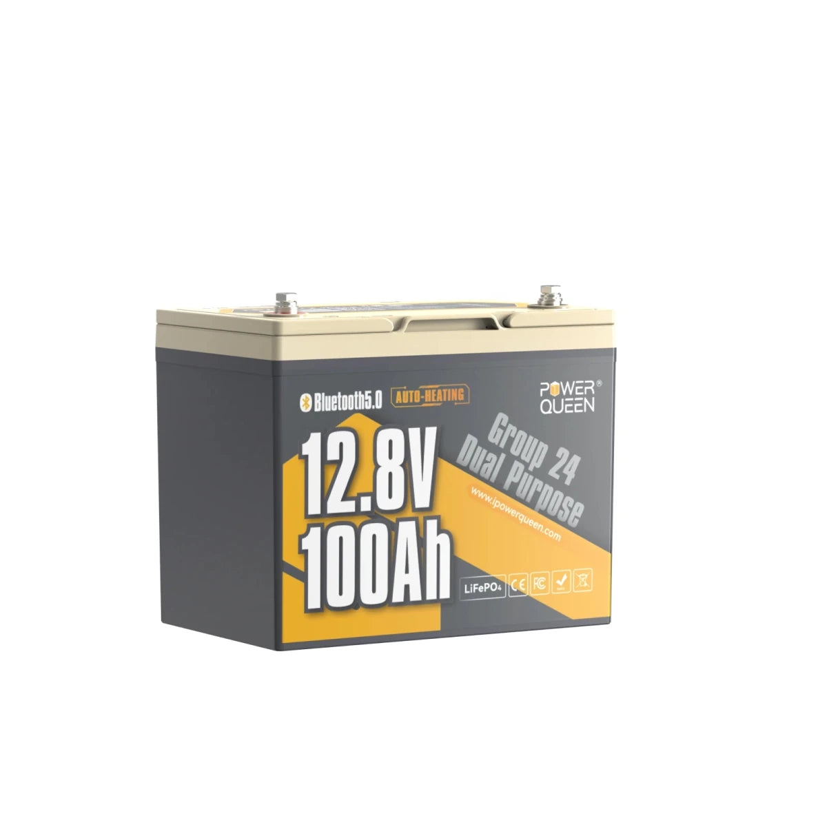 Power Queen 12V 100Ah dual purpose marine lithium battery group 24 single battery unit