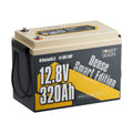 Power Queen One units of 12V 320Ah lithium LiFePO4 battery shown together for increased energy storage capacity.