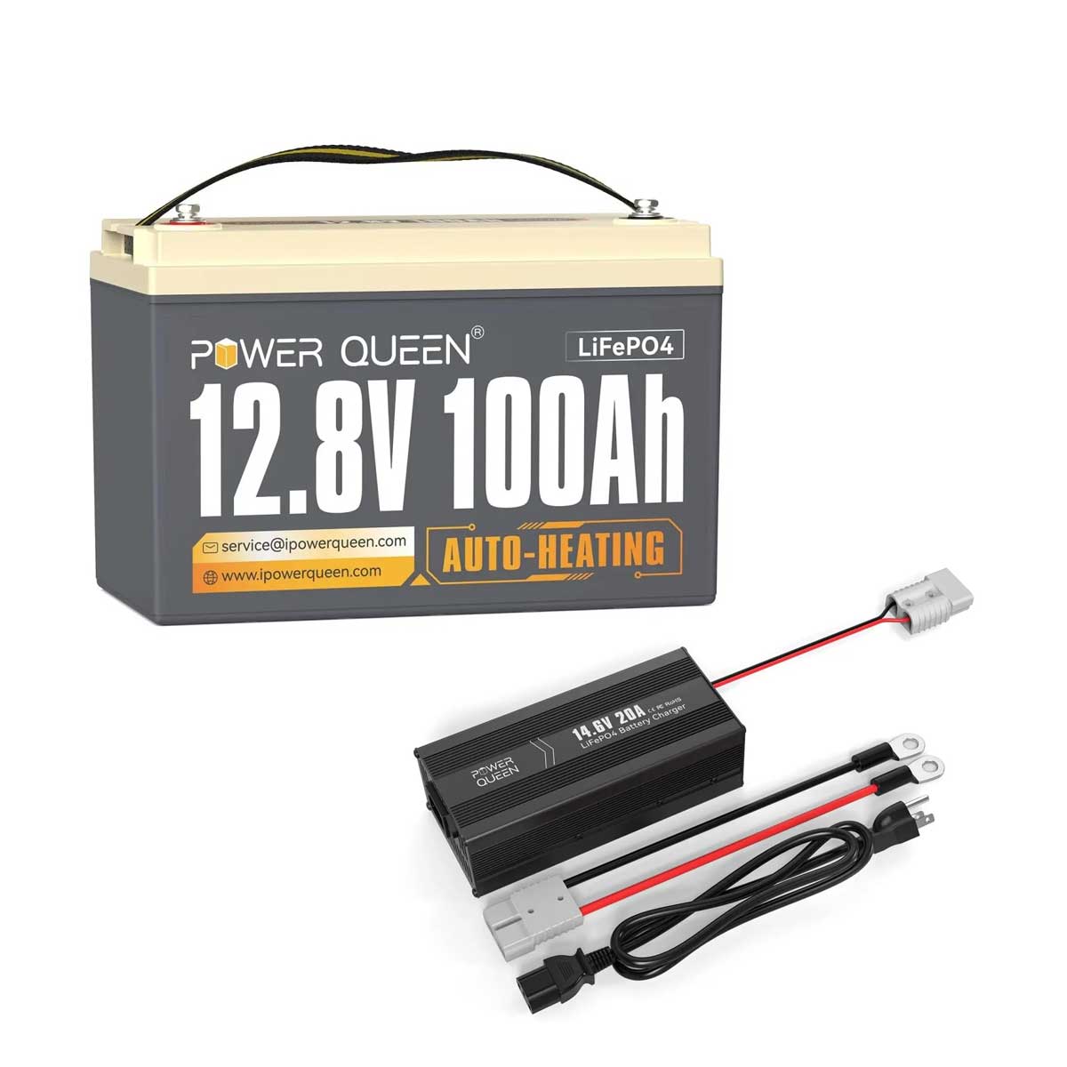 Power Queen 12V 100Ah Self-Heating Deep Cycle Lithium Battery
