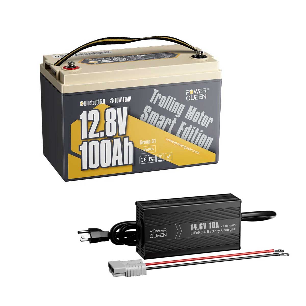 Power Queen 12V 100Ah Low-temp Smart Deep Cycle Lithium Battery