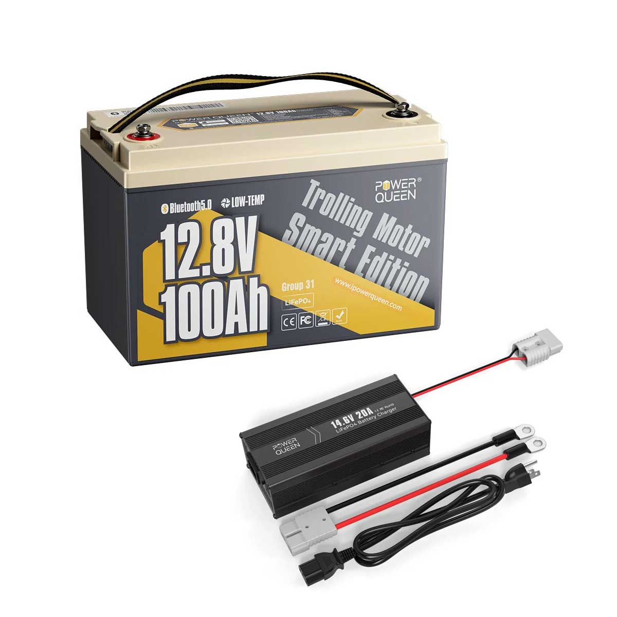 Power Queen 12V 100Ah Low-temp Smart Deep Cycle Lithium Battery