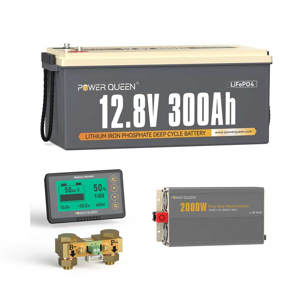 Power Queen 12V 300Ah Deep Cycle Lithium Battery