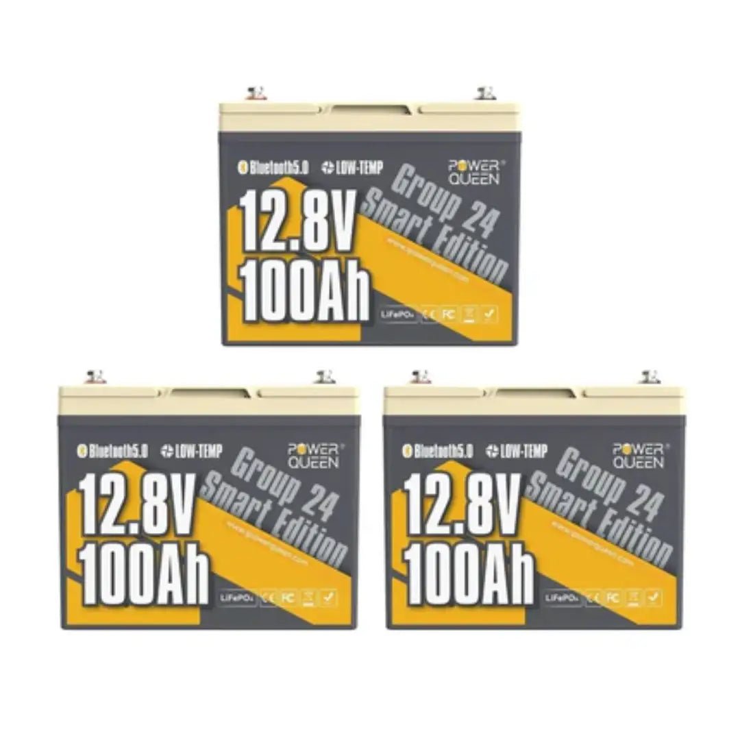 Power Queen 12V 100Ah Group 24 Smart Deep Cycle Lithium Battery