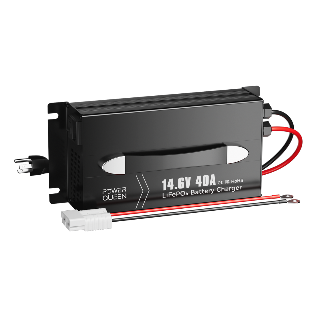 Power Queen 14.6V 40A Lithium Battery Charger for 12V LiFePO4 Battery, Fast and Safe Charging
