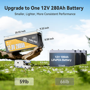 [Used-Very-Good] Power Queen 12V 280Ah Low-Temp Deep Cycle Lithium Battery