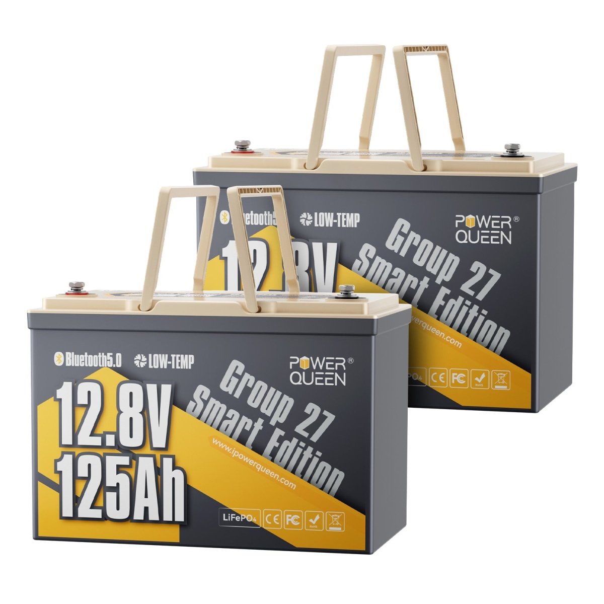 [Like New] Power Queen 12V 125Ah Group27 Smart Deep Cycle Lithium Battery - Power Queen US