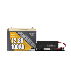 Power Queen 12V 100Ah Group 24 Deep Cycle Lithium Battery With 12V 20A Charger Kit - Power Queen US