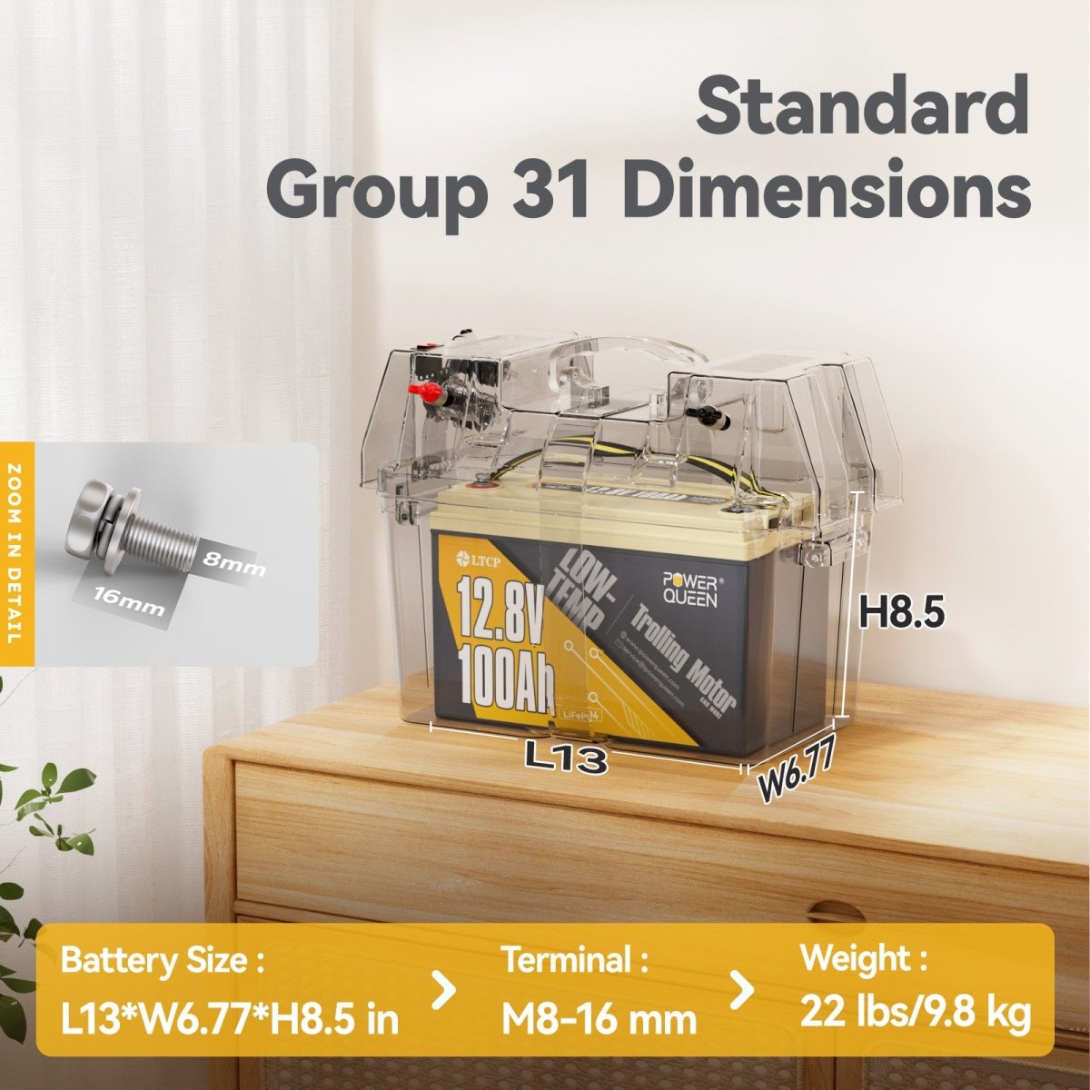 [Used - Very - Good] Power Queen 12V 100Ah Low - Temp Deep Cycle Lithium Battery - Power Queen US