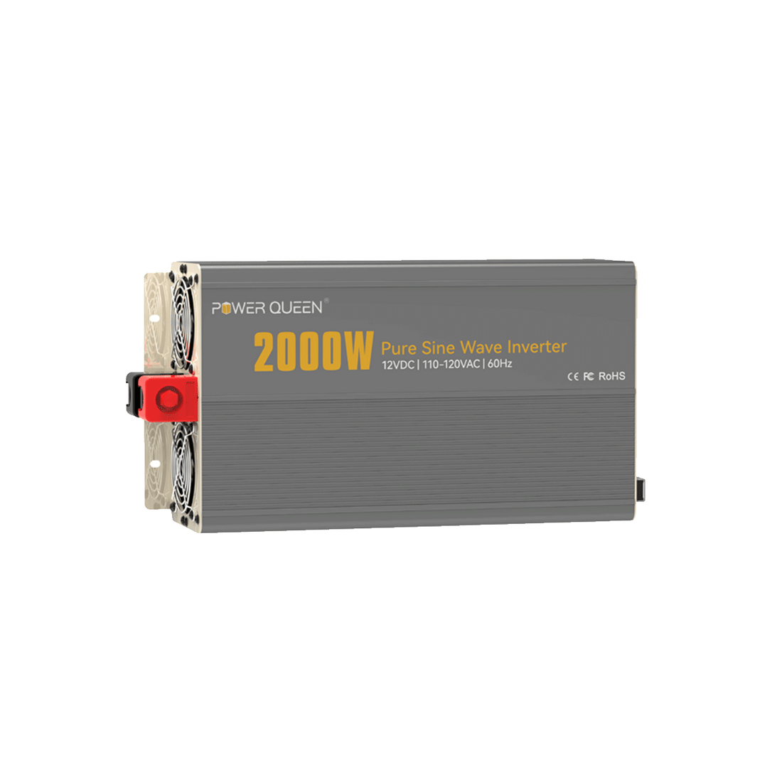 Power Queen 2000W Inverter 12V DC to 110V-120V AC Converter with 2 AC Outlets