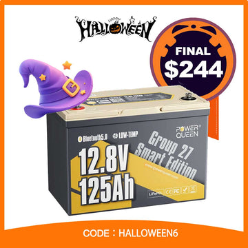 ⚡[Final $244]⚡Power Queen 12V 125Ah Group27 Smart Deep Cycle Lithium Battery