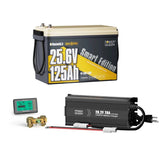 Power Queen 24V 125Ah Lithium Trolling Motor Battery | Deep Cycle Marine Battery with Smart Self-Heating