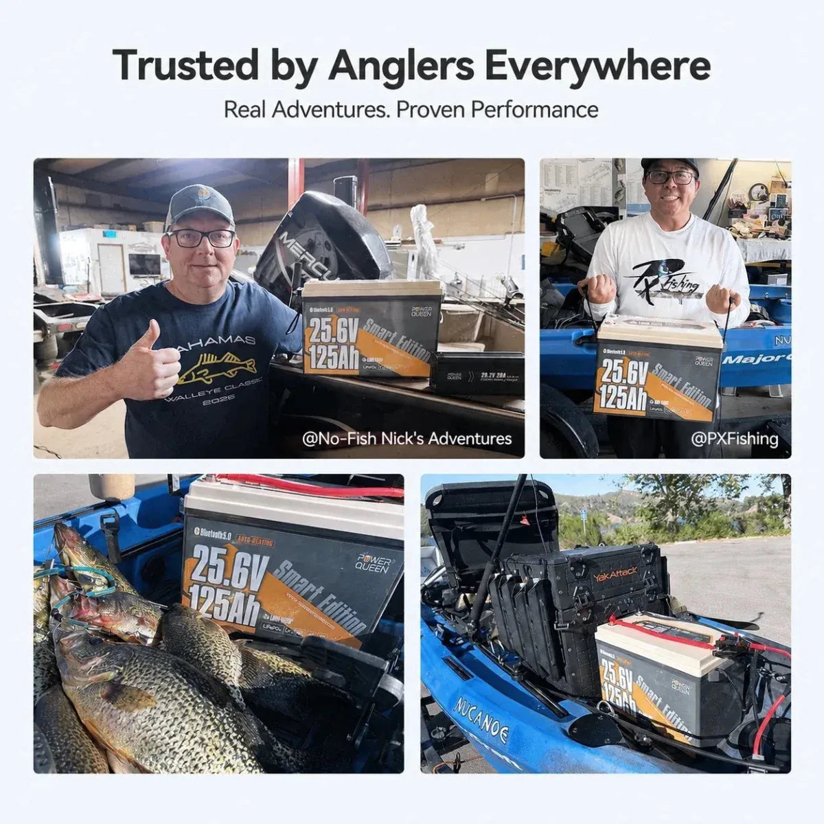Power Queen Powerful 24V 125Ah trolling motor battery trusted by anglers everywhere