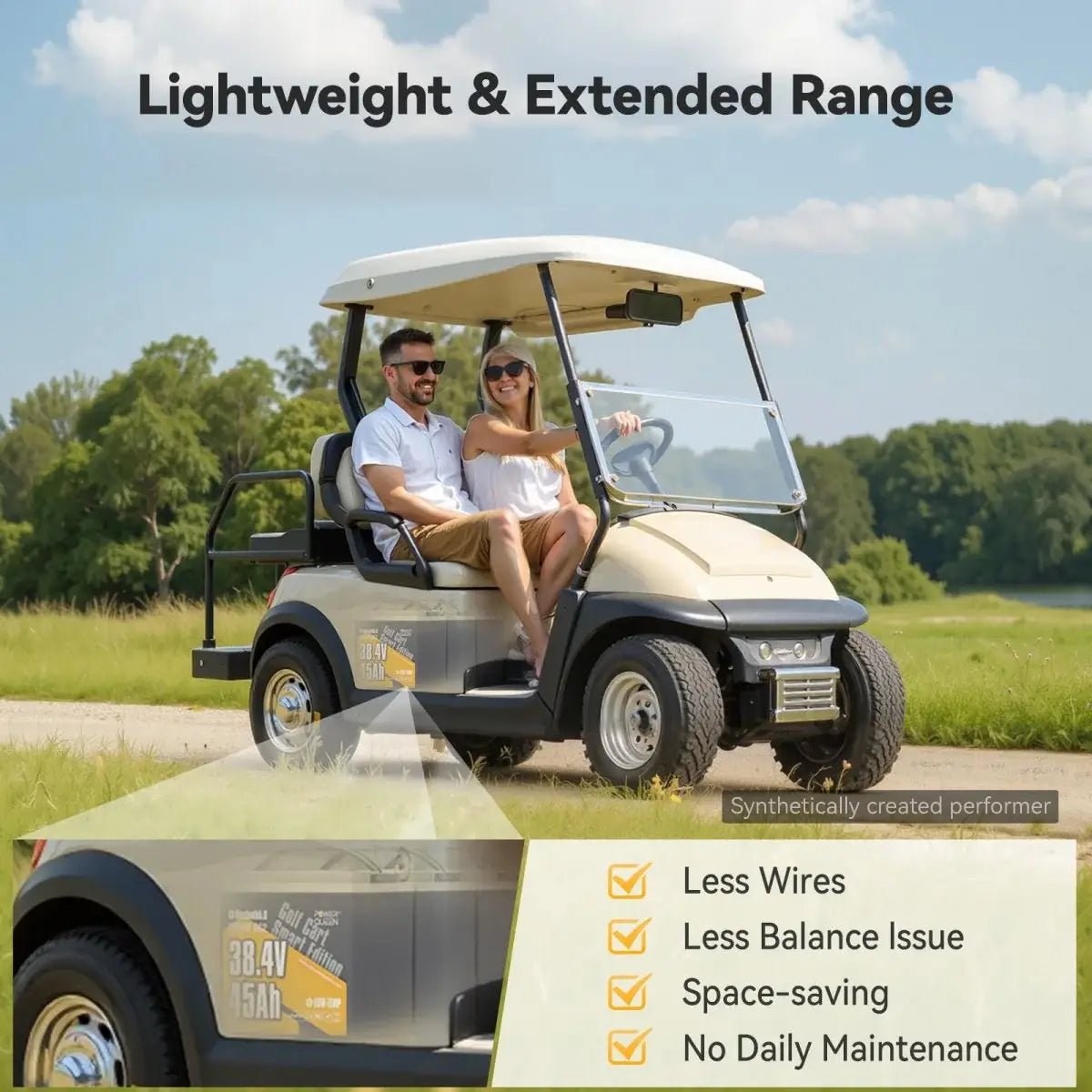 Power Queen 36V 45Ah Golf Cart Smart GC2 Lithium Battery