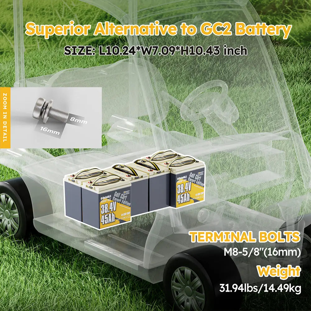 38.4V 45Ah Golf Cart Smart GC2 Lithium Battery Power Queen US