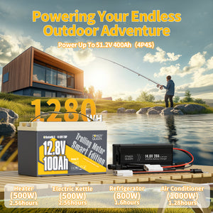 Power Queen 12V 20A Charger Kit With 12V 100Ah Low-Temp Smart Deep Cycle Lithium Battery