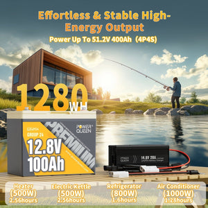 Power Queen 12V 100Ah Group 24 Deep Cycle Lithium Battery With 12V 20A Charger Kit - Power Queen US