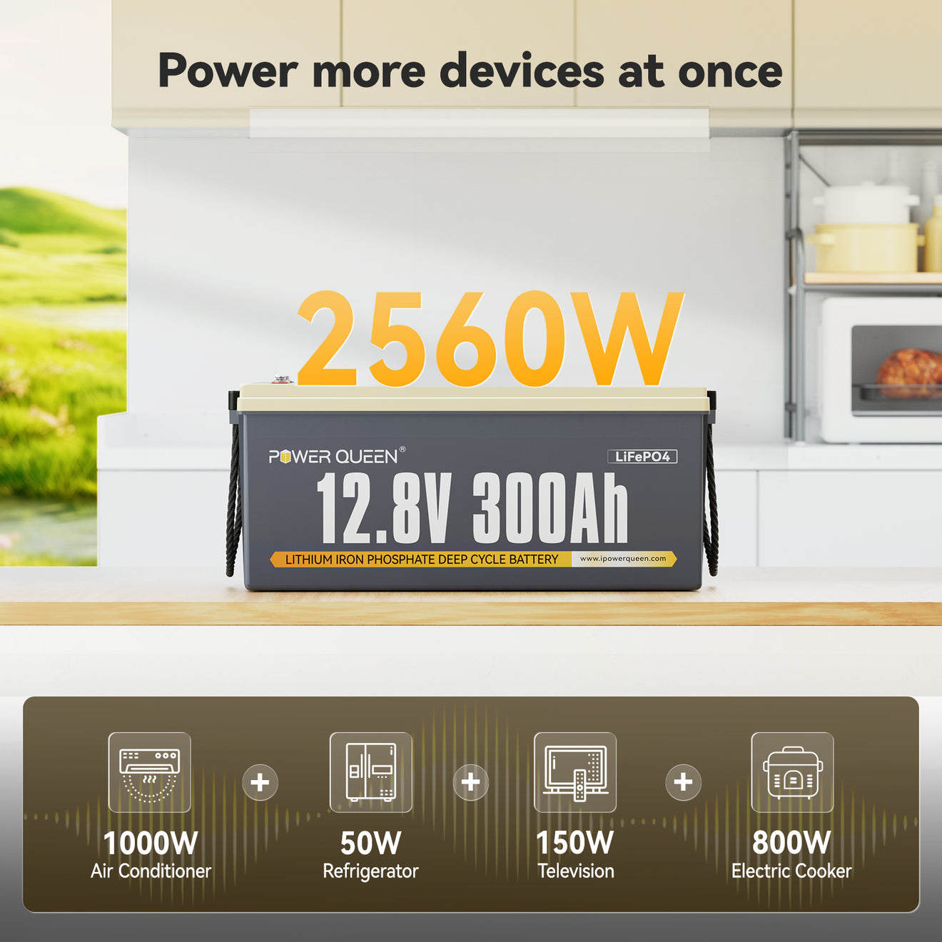 Power Queen 12V 300Ah Deep Cycle Lithium Battery