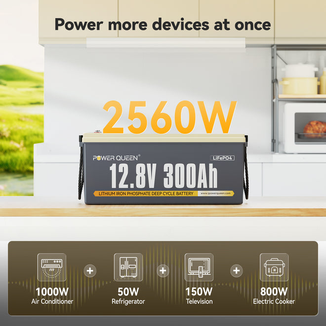 Power Queen 12V 300Ah Deep Cycle Lithium Battery