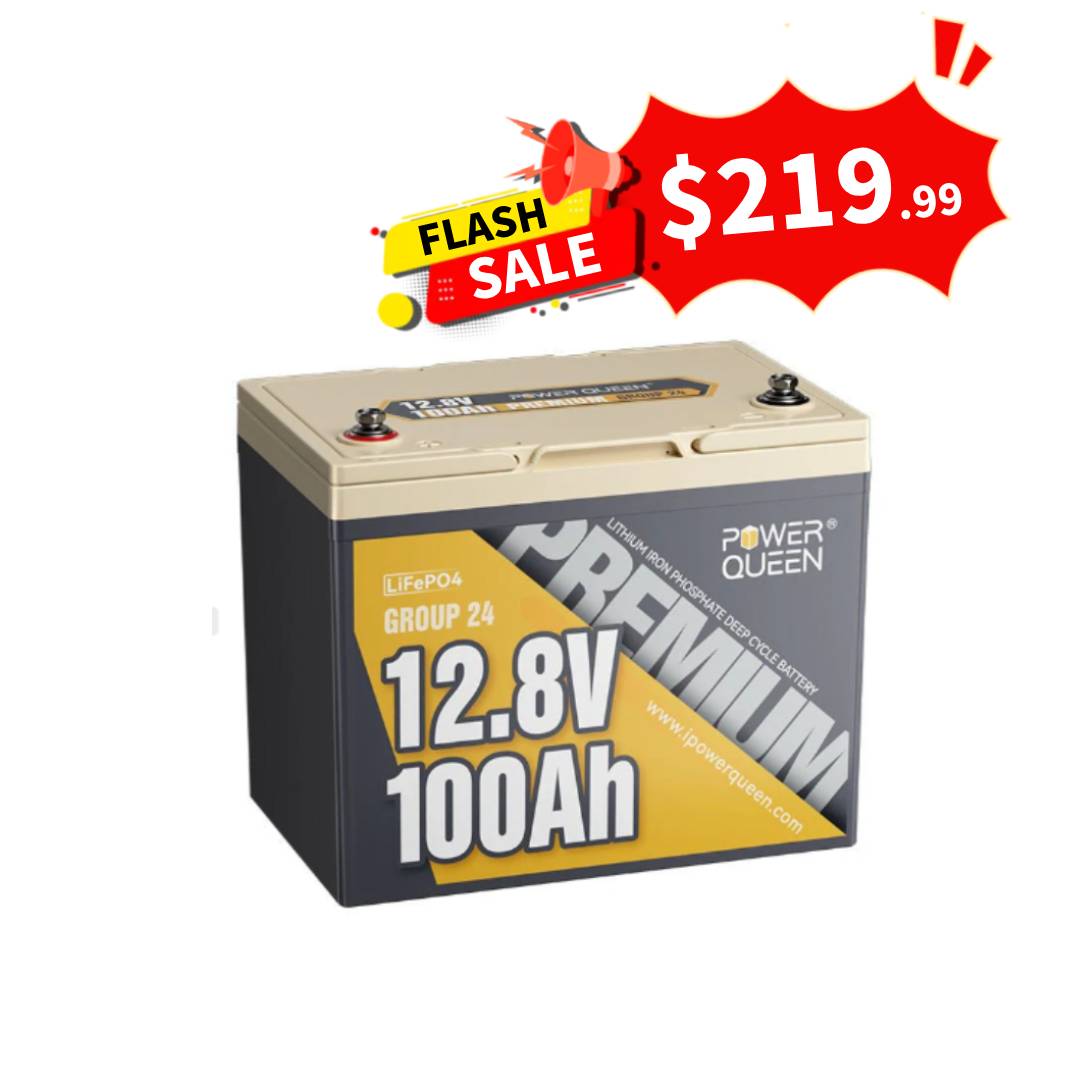 Power Queen 12V 100Ah Group 24 Deep Cycle Lithium Battery