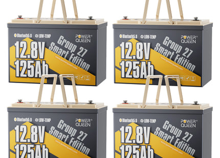 Power Queen 12V 125Ah Group27 Smart Deep Cycle Lithium Battery