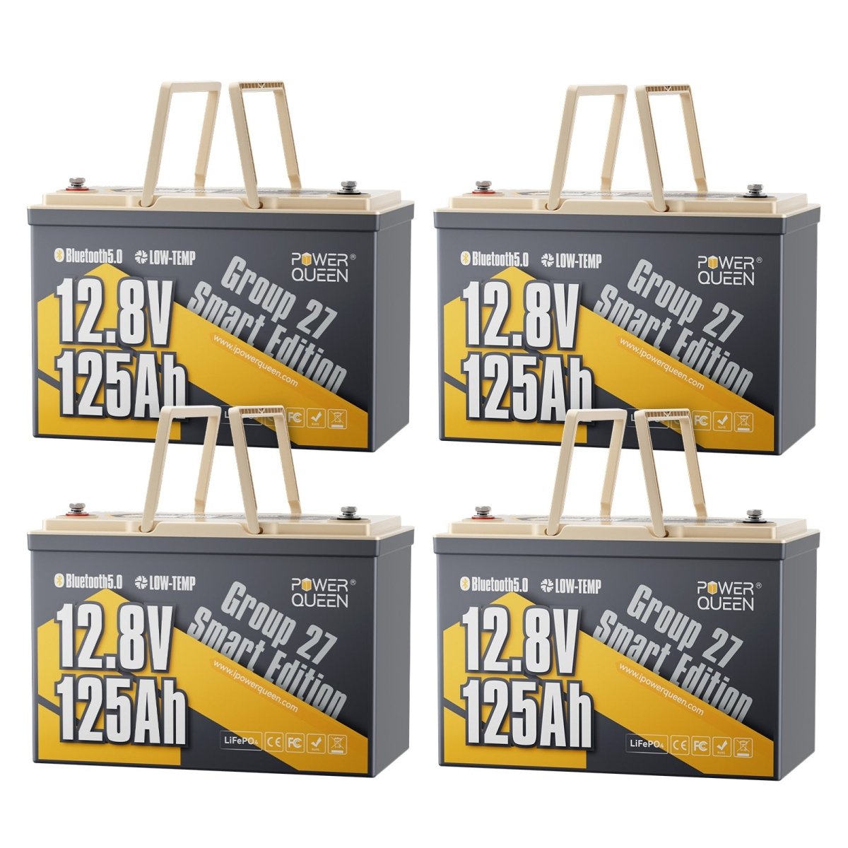 [Like New] Power Queen 12V 125Ah Group27 Smart Deep Cycle Lithium Battery - Power Queen US